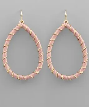 Raffia Wrapped Teardrop Earrings - Rose