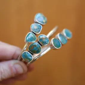 Ready to Ship - Opalina Cuff Bracelet - 3 Stone Opalized Chrysocolla Bracelet - Silversmith