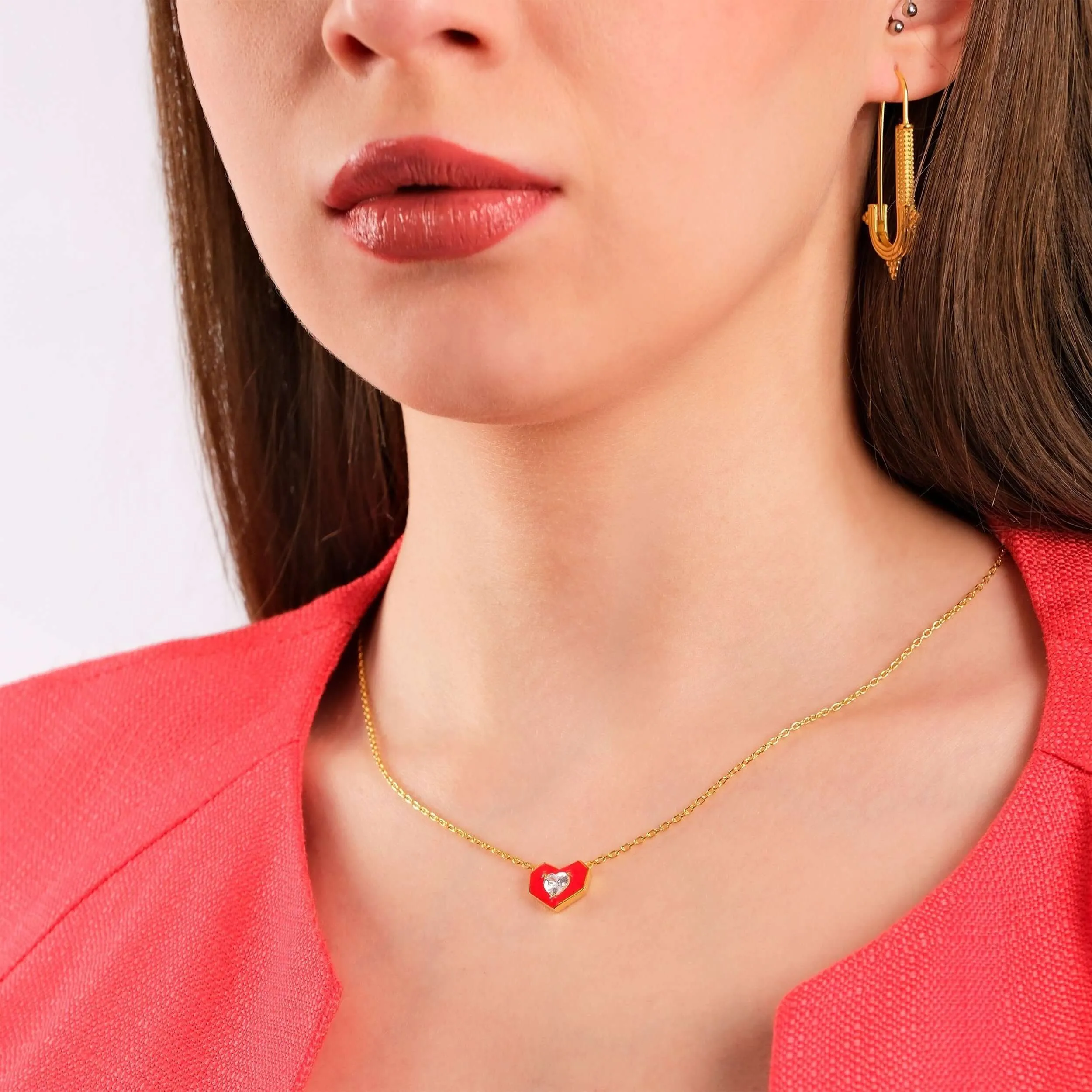 Red Heart Necklace | 14K Gold Vermeil