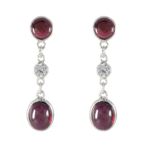 Riyo Beaut 925 Sterling Silver Earring For Female Garnet Earring Bezel Setting Red Earring Stud Earring