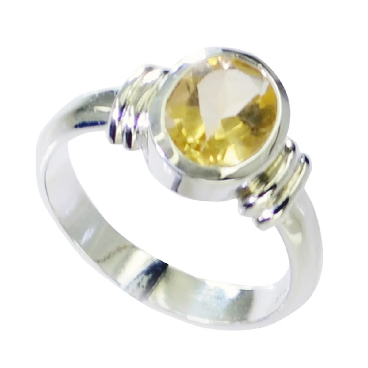 Riyo Bonnie Gemstone Citrine Solid Silver Ring Roman Jewelry