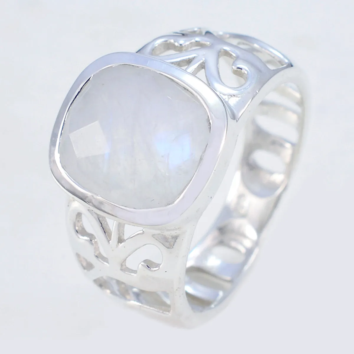 Riyo Charming Gem Rainbow Moonstone Sterling Silver Rings Halloween