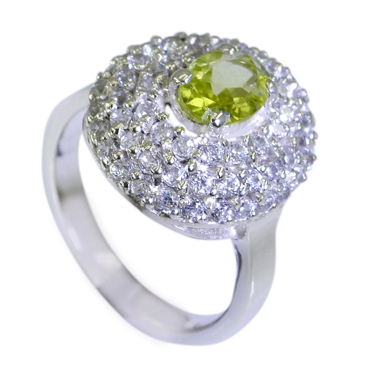 Riyo Fine-Looking Gemstones Peridot 925 Silver Ring Fox Jewelry