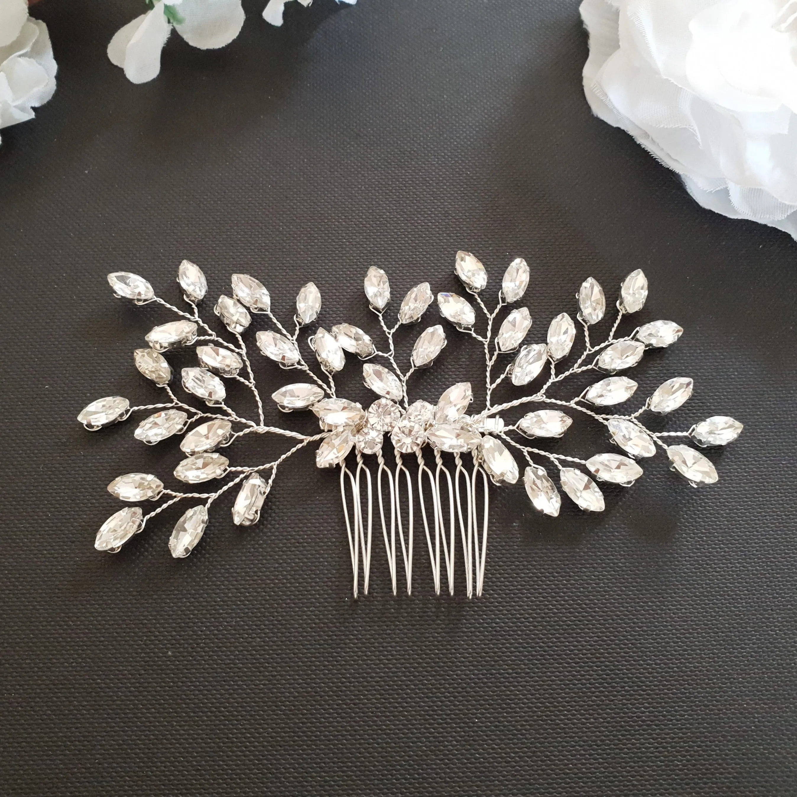 Rose Gold Crystal Hair Vine Hair Comb for Wedding-Pasque