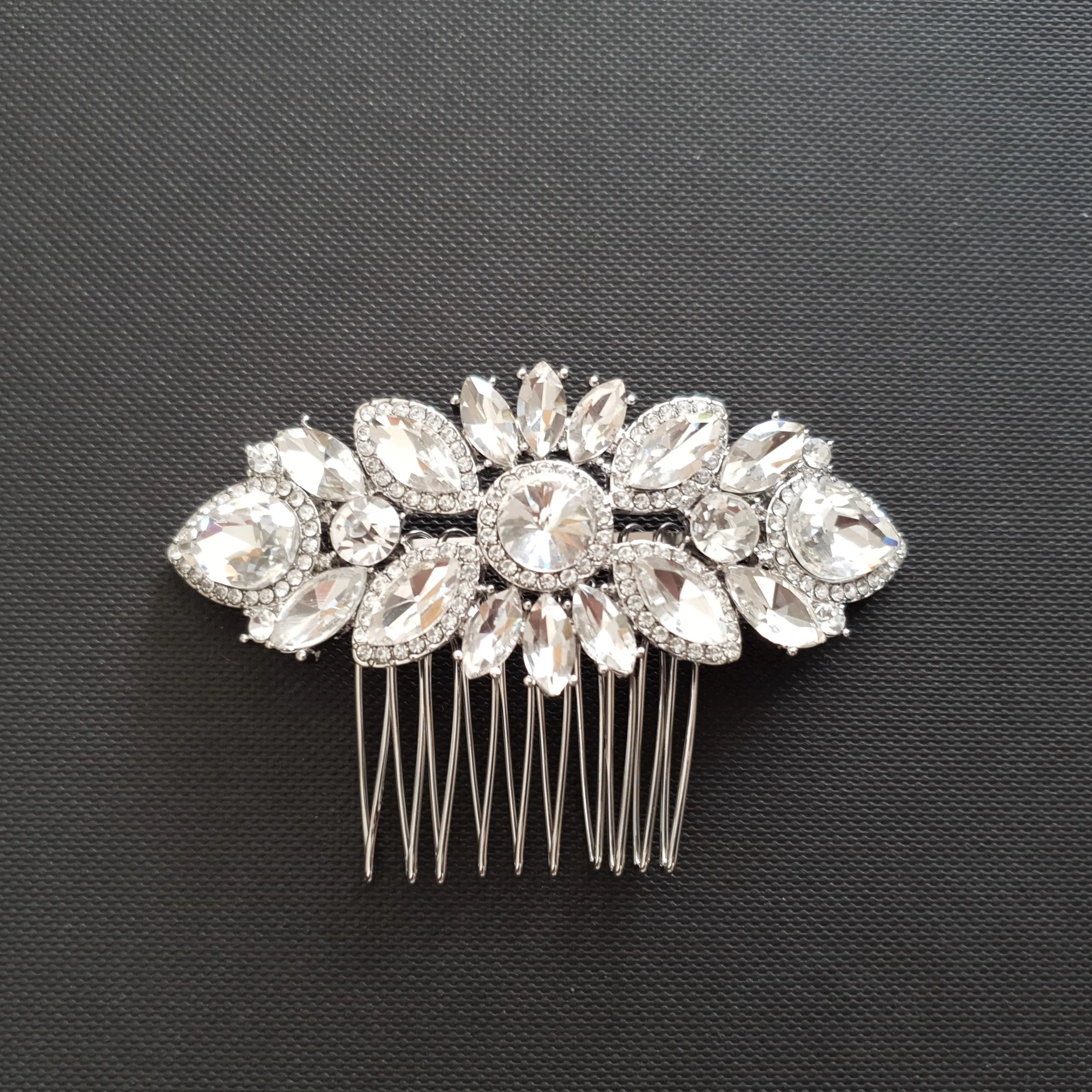 Rose Gold Crystal Wedding Hair Comb-Sophia