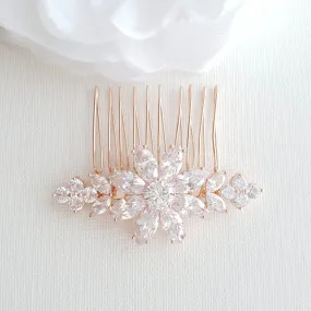 Rose Gold Hair Comb in Flower Design-Daisy