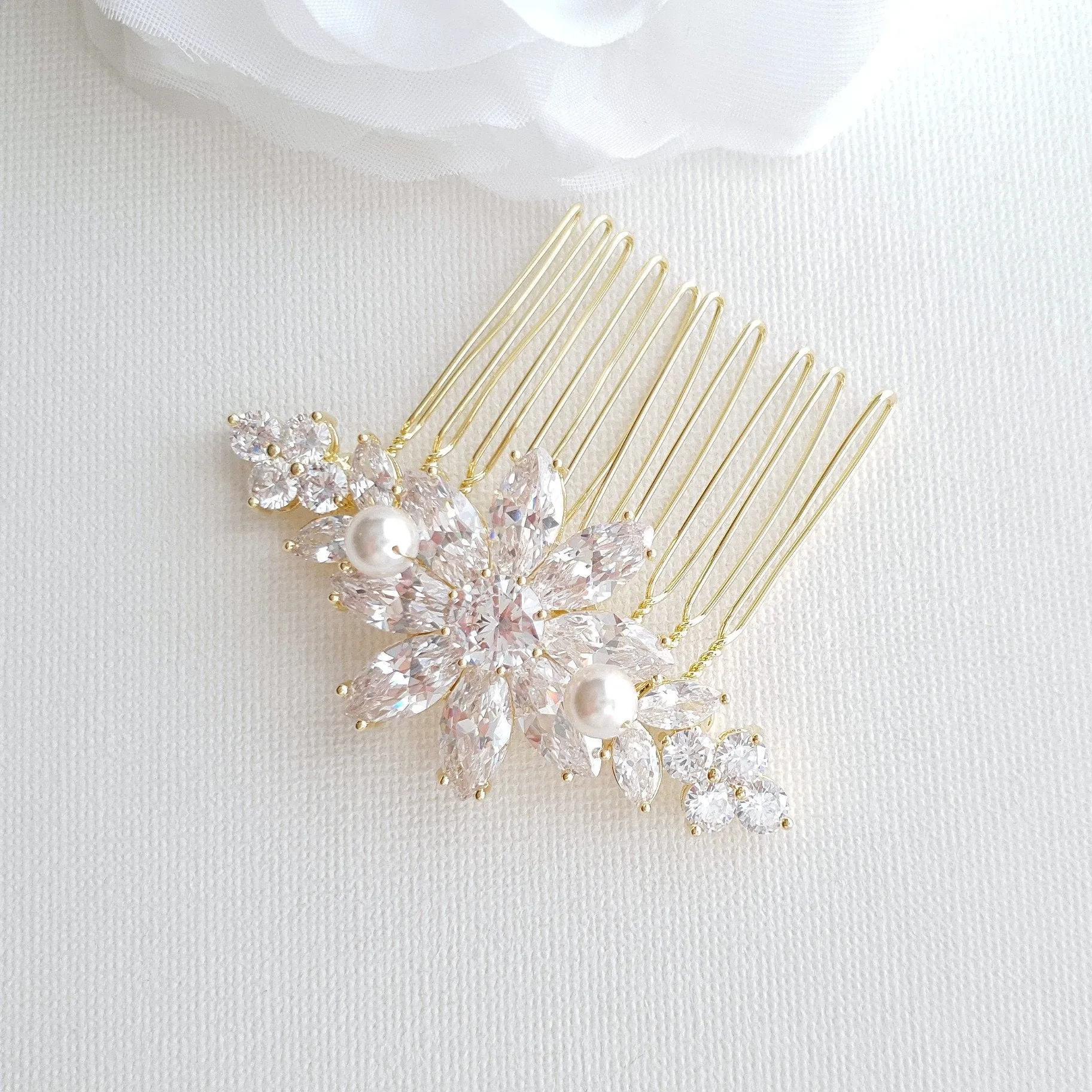 Rose Gold Hair Comb in Flower Design-Daisy