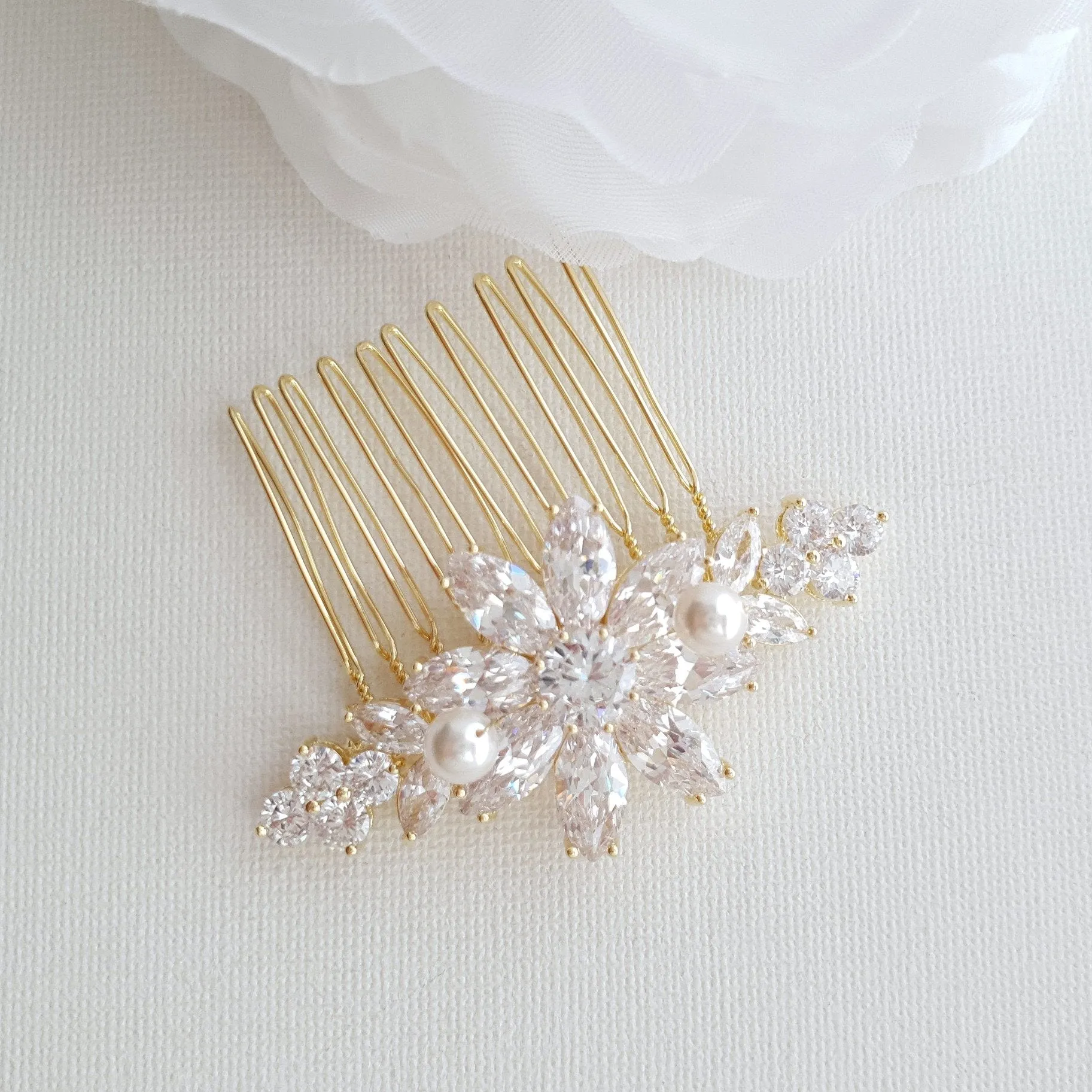 Rose Gold Hair Comb in Flower Design-Daisy