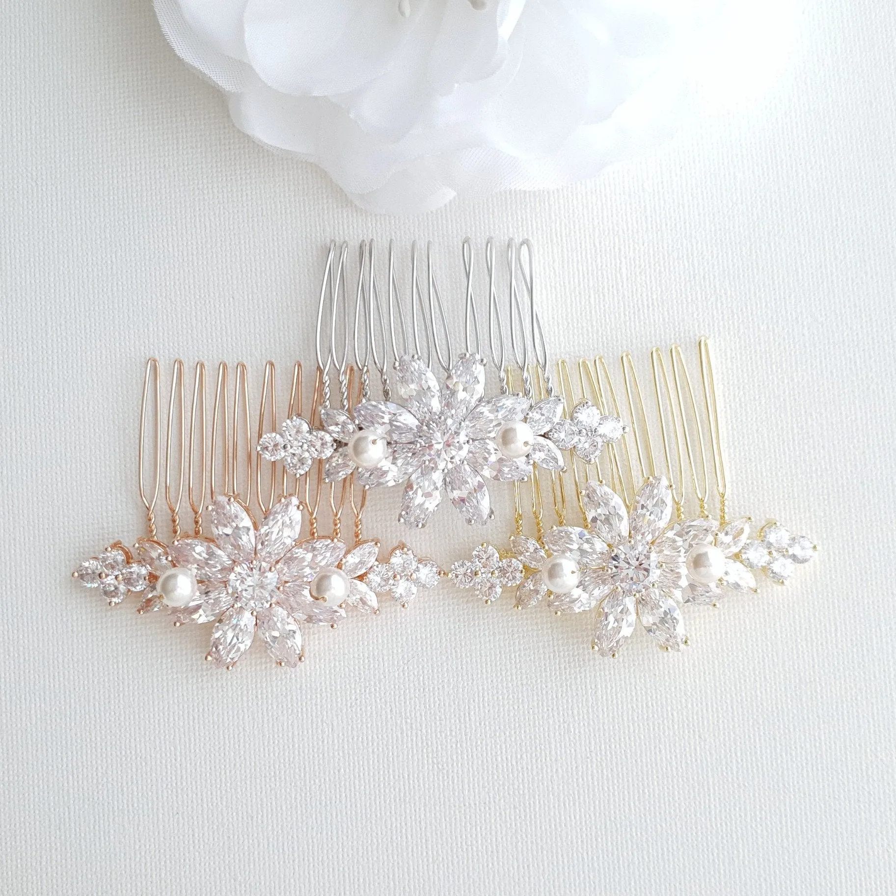 Rose Gold Hair Comb in Flower Design-Daisy