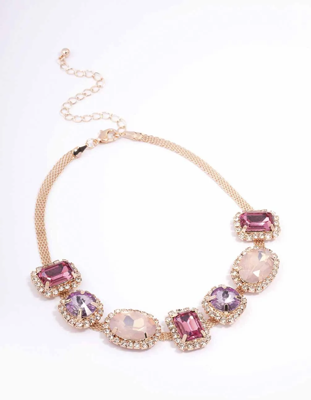 Rose Gold Pink & Purple Stone Choker