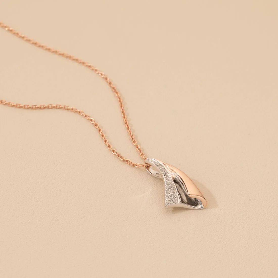 Rose-Tone Sterling Silver Winged Fan Pendant