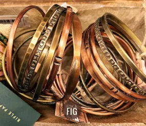 Round Antique Brass and Copper Bangles, Set of 6