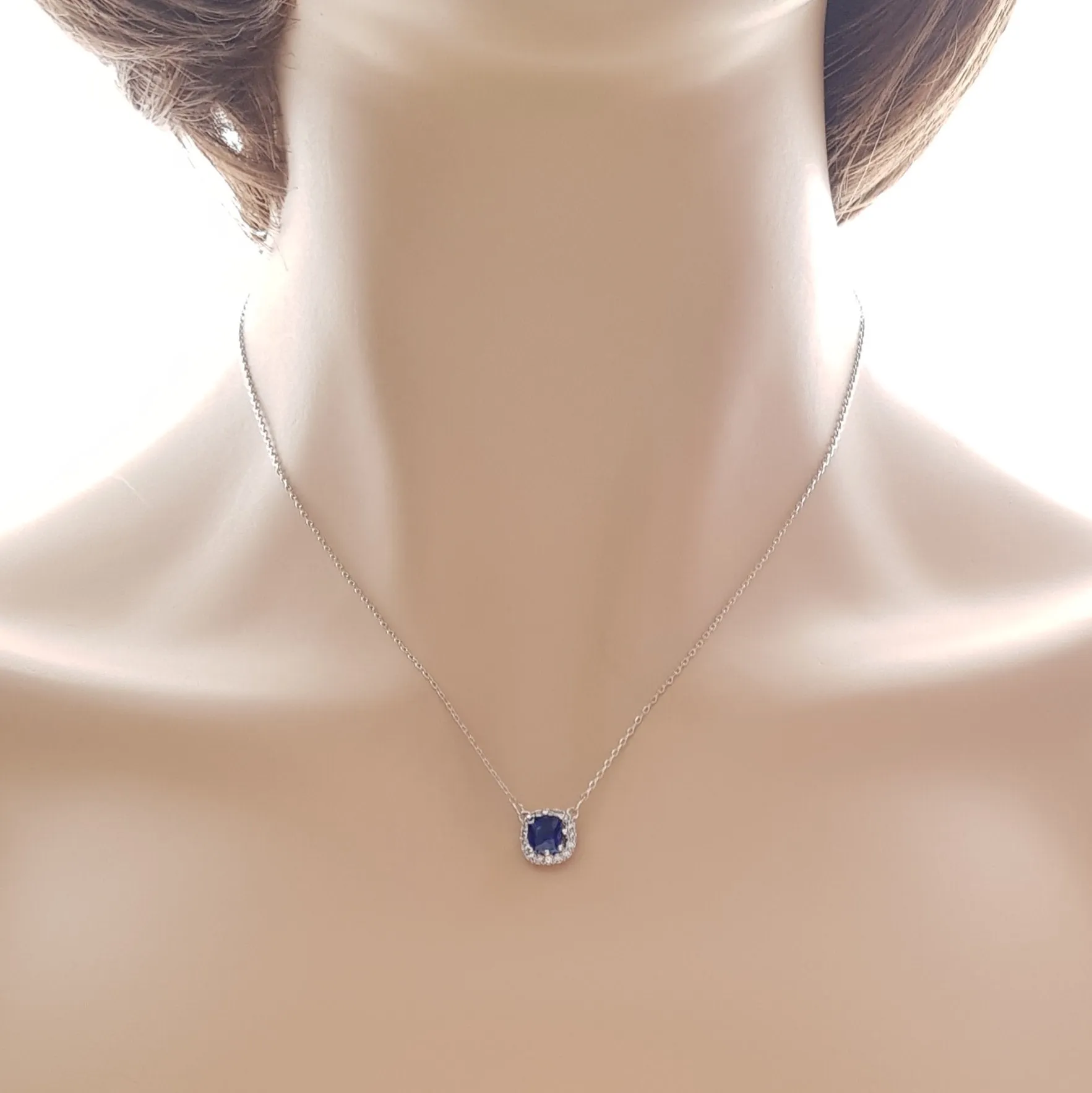 Sapphire Blue Cubic Zirconia Pendant Necklace-Azure