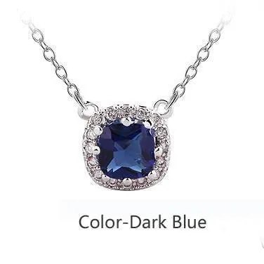 Sapphire Blue Cubic Zirconia Pendant Necklace-Azure