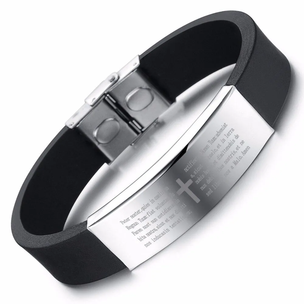 Scripture Pattern Stainless Steel Bracelets For Men