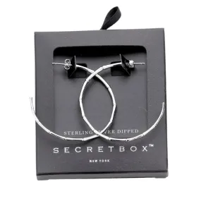 Secret Box Sterling Silver Dipped Bamboo Metal Half Hoop Earrings