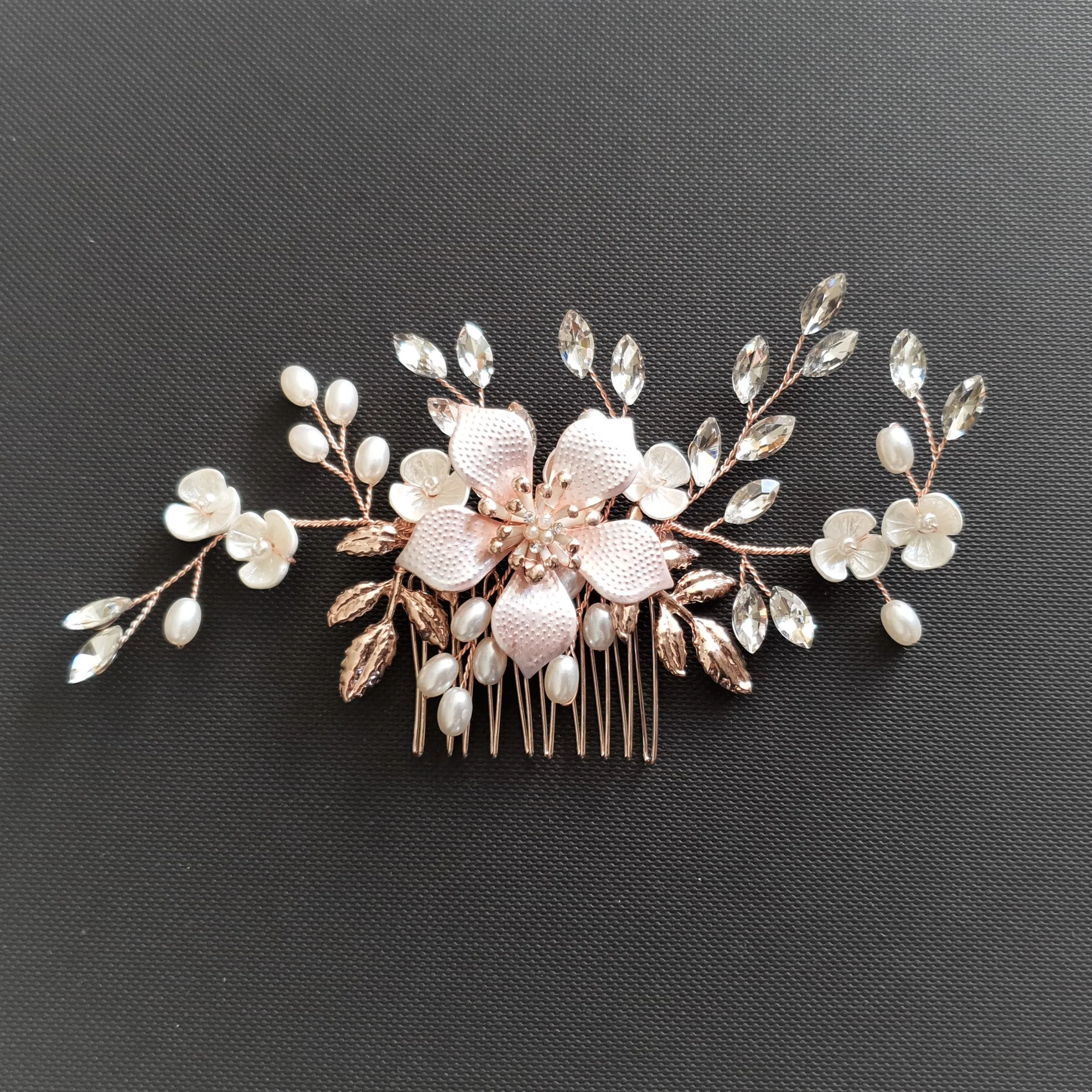 Silver Flower Wedding Hair Piece-Freya