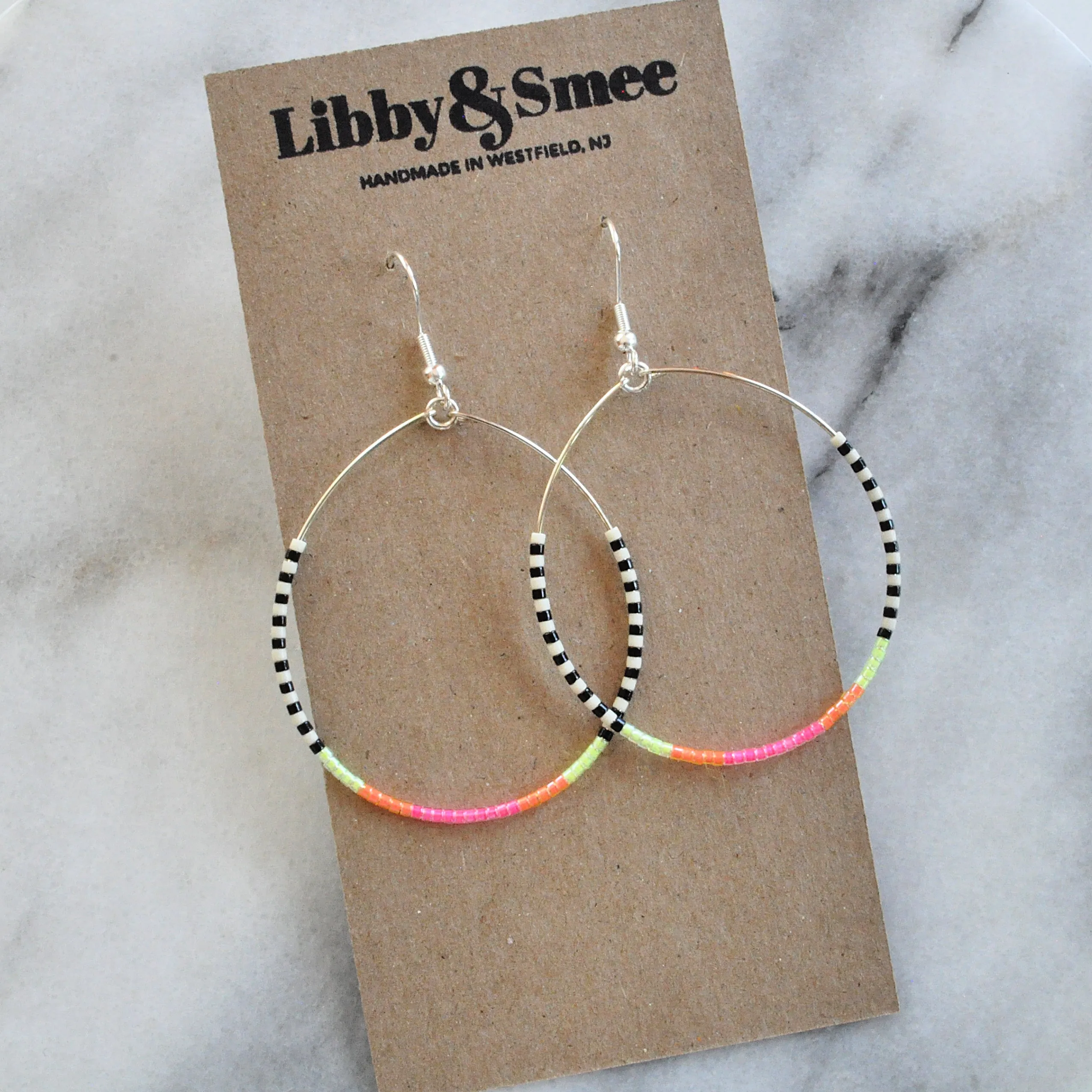 Silver Seed Bead Hoop Earrings