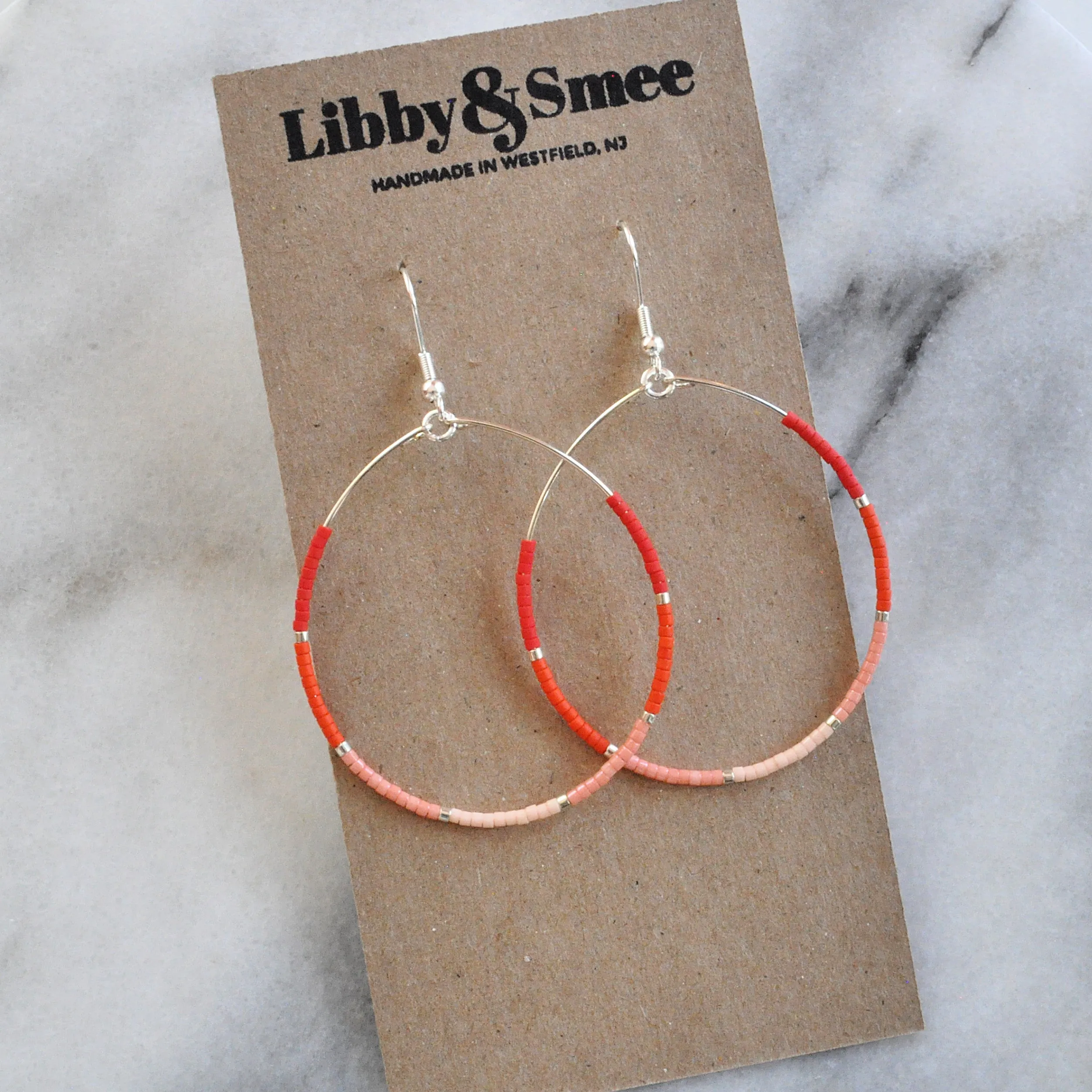 Silver Seed Bead Hoop Earrings