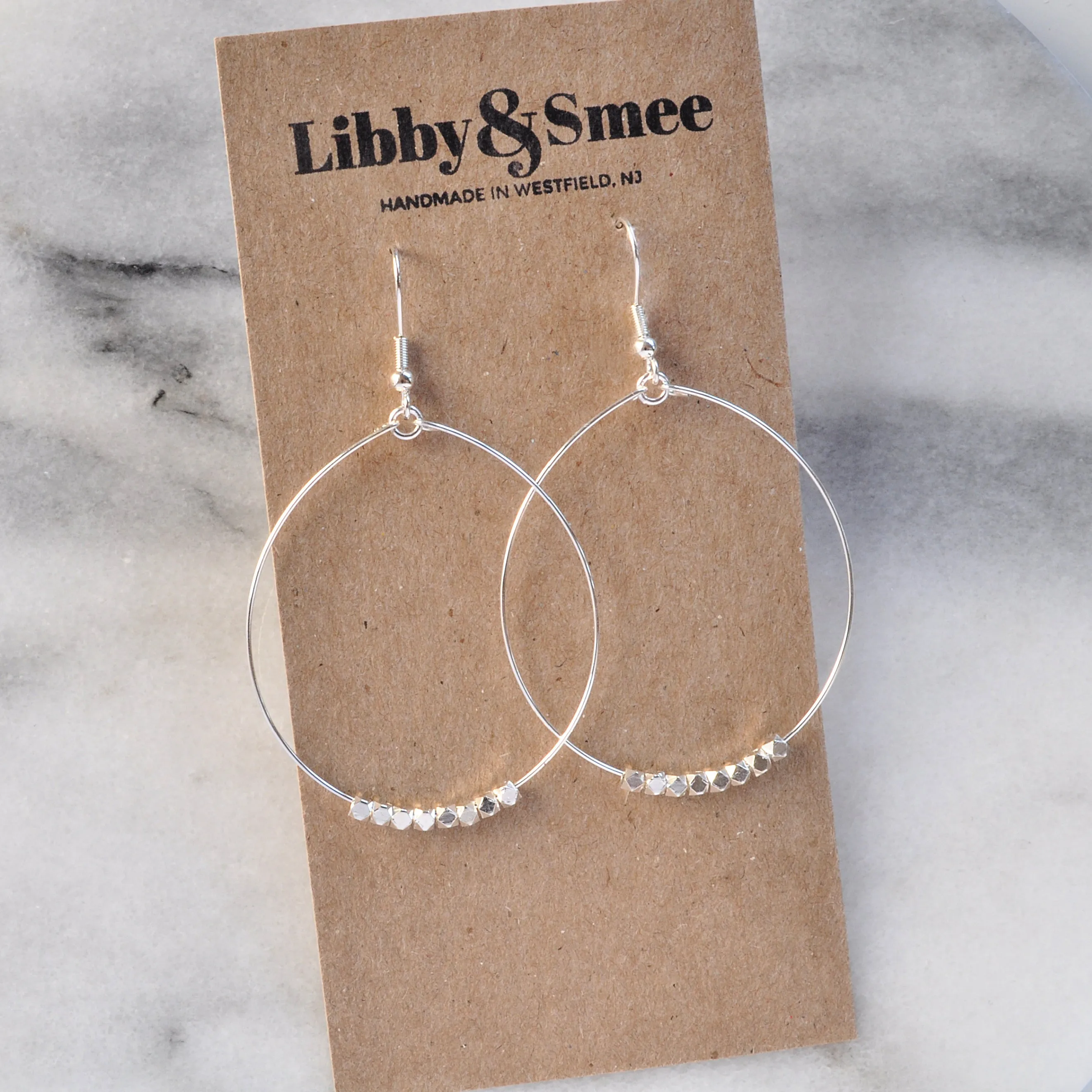 Silver Seed Bead Hoop Earrings