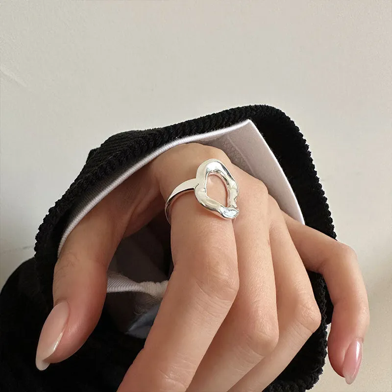 Simple Irregular Texture Cutout Plain Ring