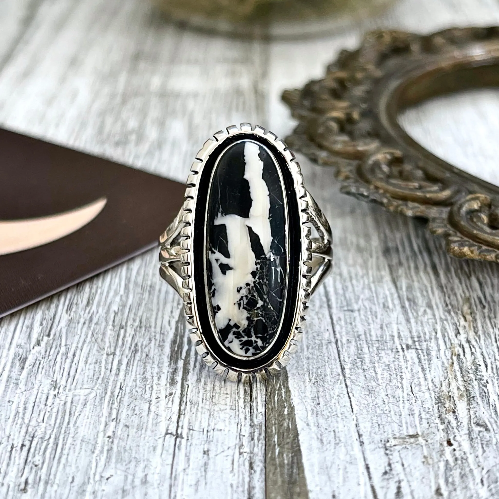 Size 7 8 9 10 Stunning White Buffalo Statement Ring Set in Sterling Silver / Curated by FOXLARK Collection