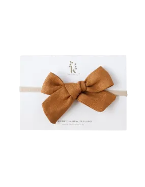 Skylah Pinwheel Linen Bow - Nutmeg