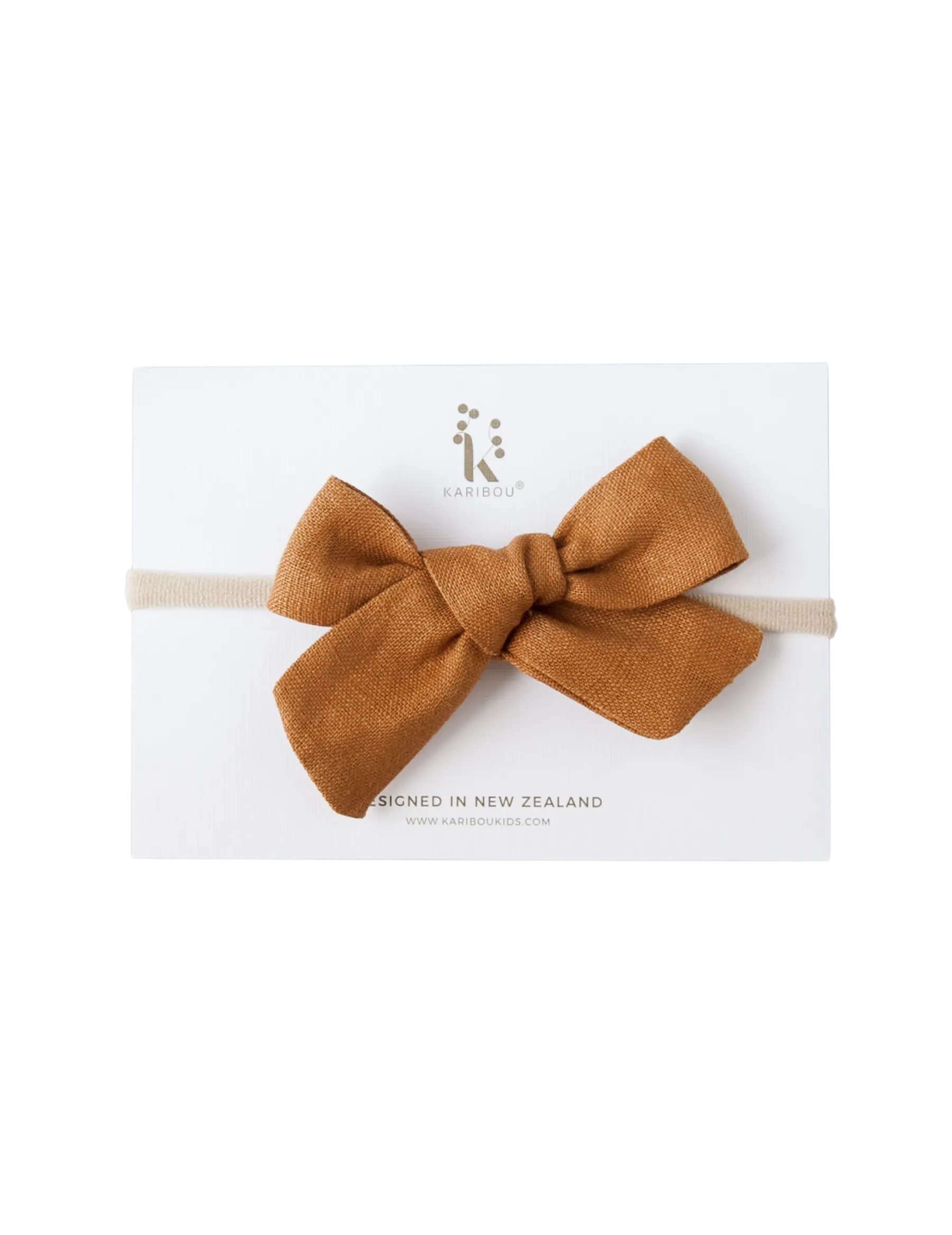 Skylah Pinwheel Linen Bow - Nutmeg