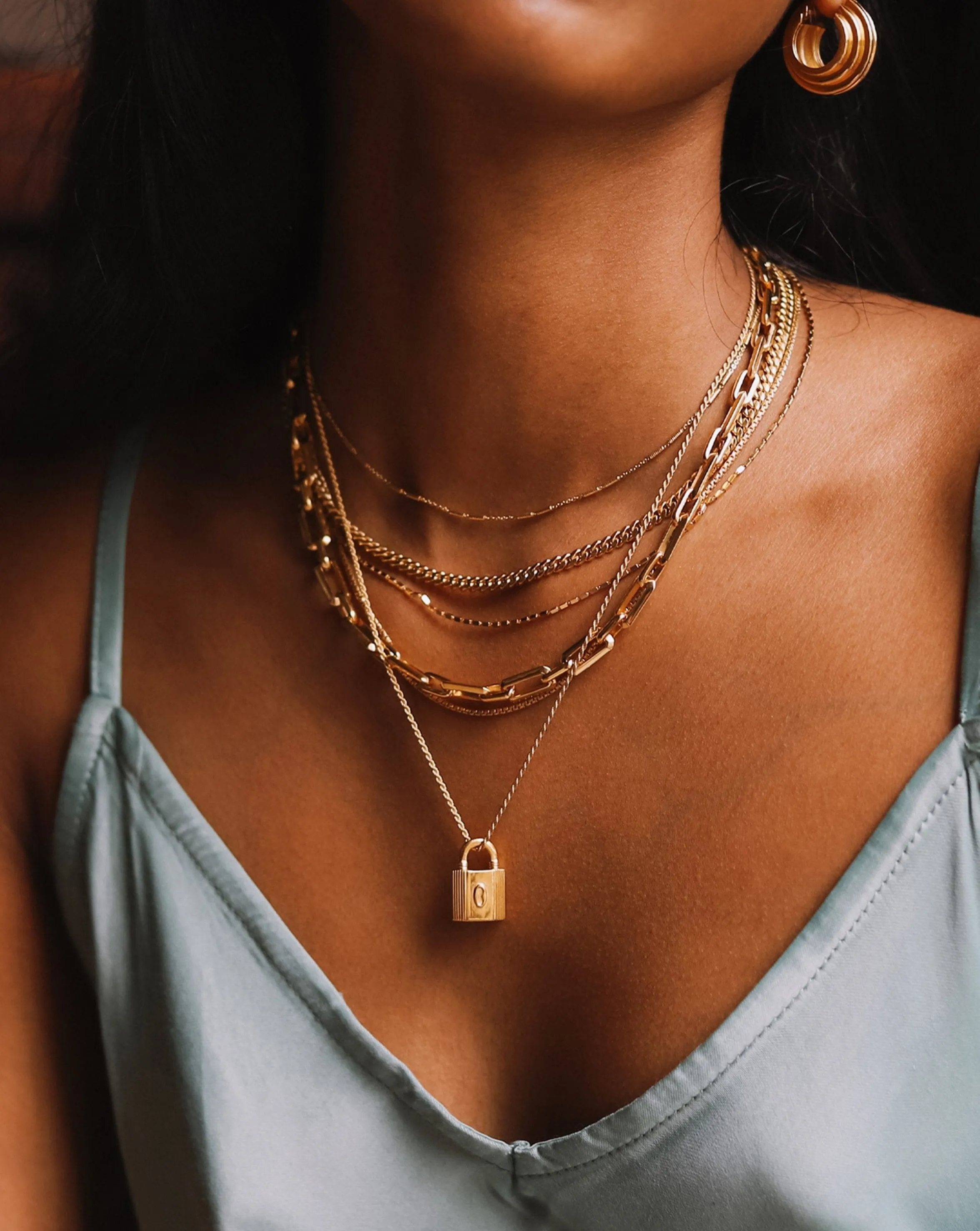 Small Ridge Padlock Necklace | 18ct Gold Plated