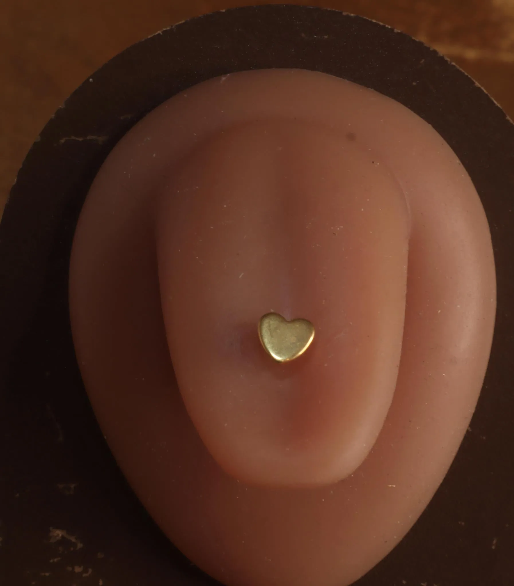 Solid Steel 14G Steel Heart Gem Tongue ring piercing