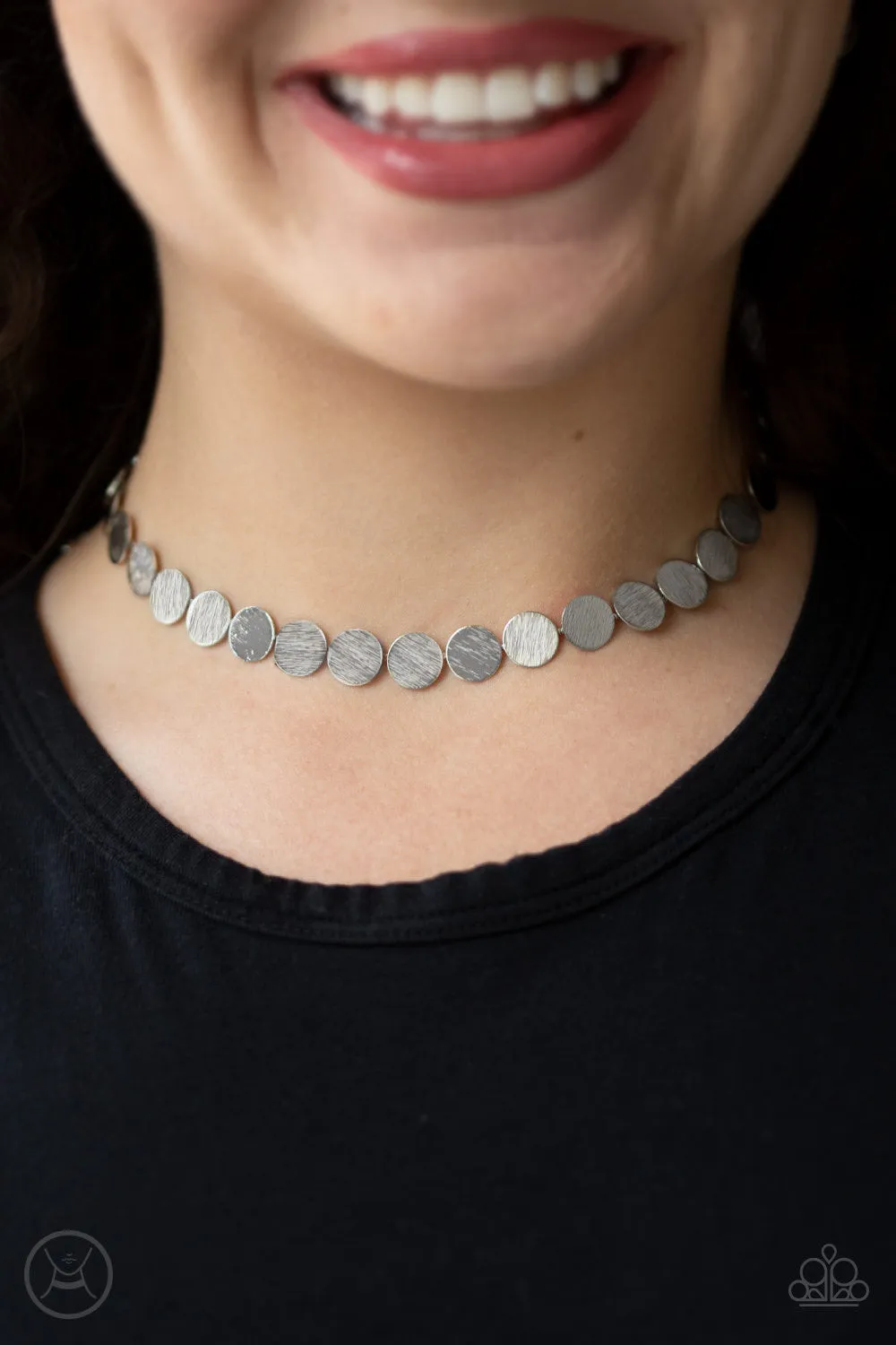 Spot Check Silver-Choker Necklace