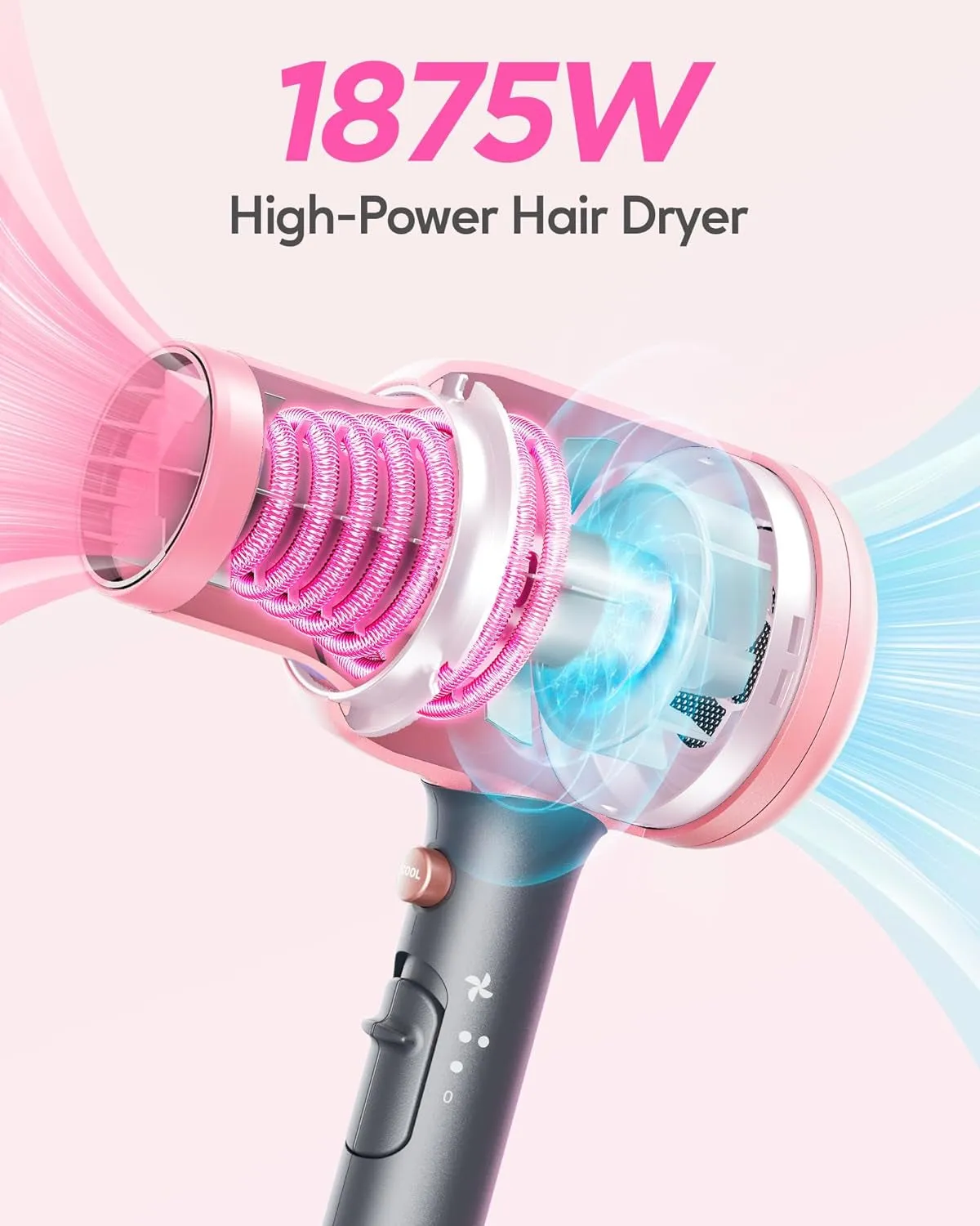 Spring Professional Ionic Hair Dryer Blow Dryer with Diffuser and Concentrator