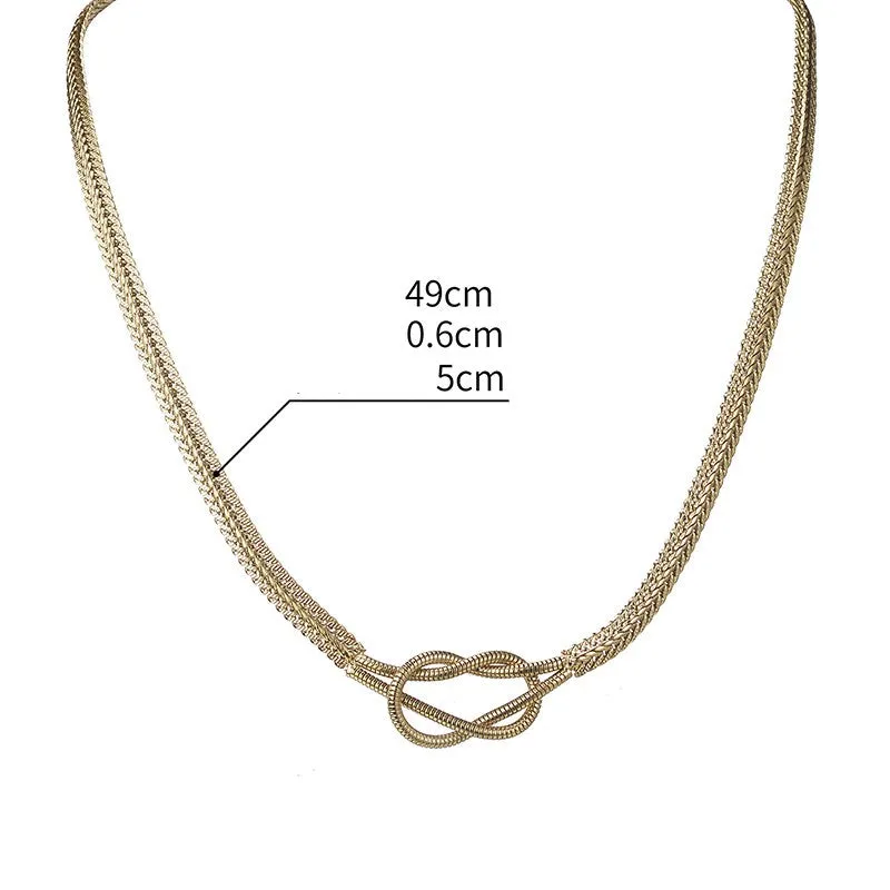 Stainless Steel 14K Gold Plated Knotted Thick Necklace Chain