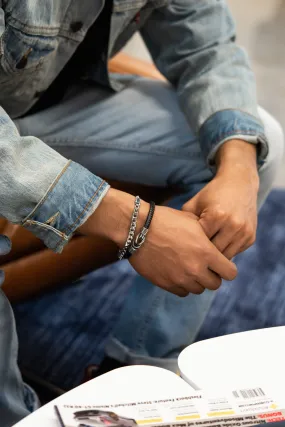 Stainless Steel Black Cord Bracelet