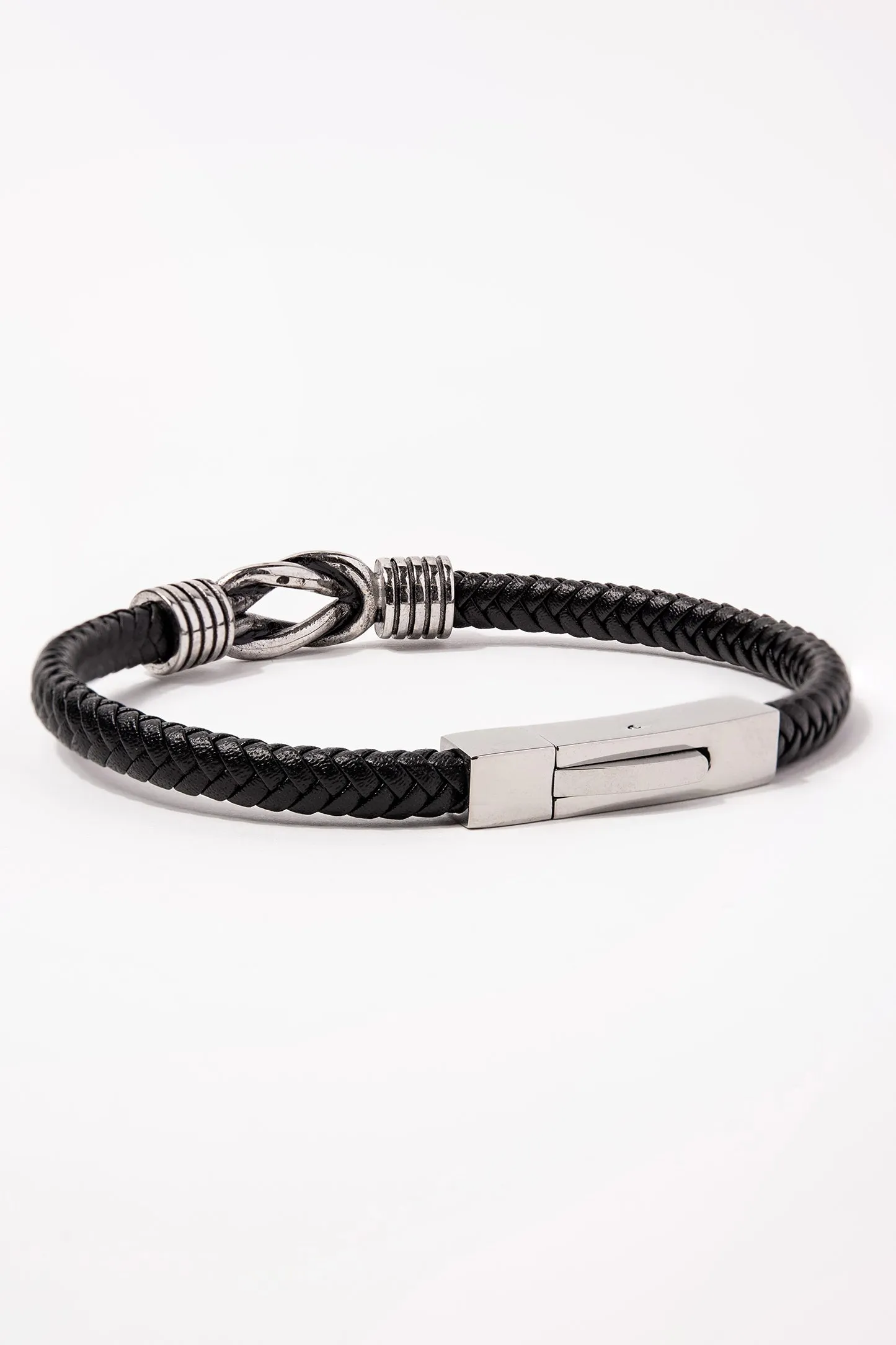 Stainless Steel Black Cord Bracelet