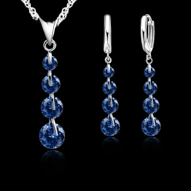 Sterling Silver Cubic Zirconia Jewelry Set For Women