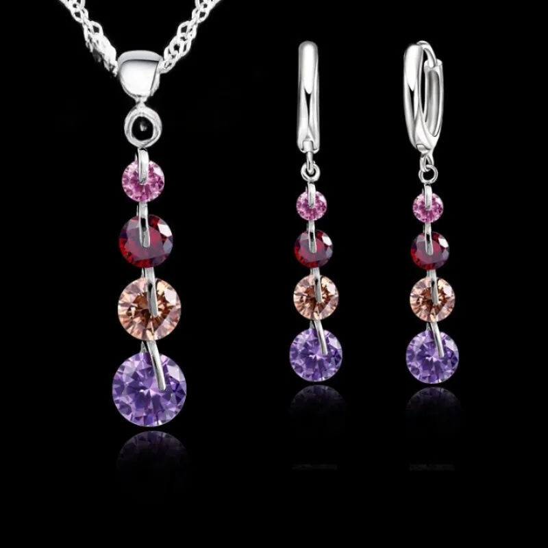 Sterling Silver Cubic Zirconia Jewelry Set For Women