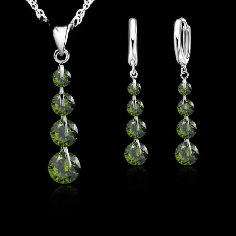 Sterling Silver Cubic Zirconia Jewelry Set For Women