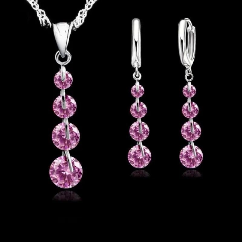 Sterling Silver Cubic Zirconia Jewelry Set For Women