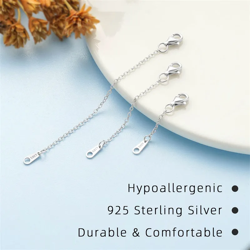 Sterling Silver Necklace Extenders for Women Bracelet Extender Sterling Silver Chain Extenders 3 Piece Set