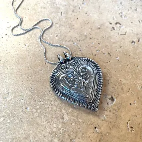 Sterling Silver Peacock Heart Pendant