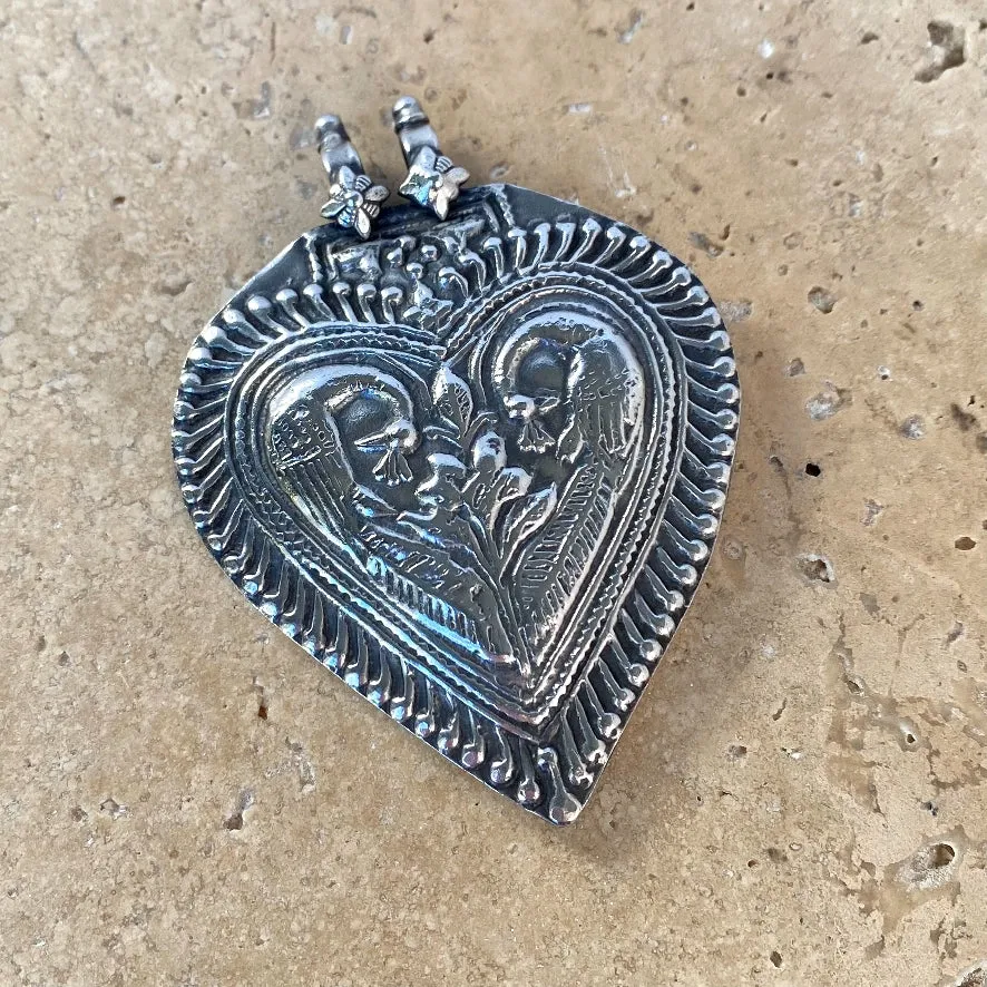 Sterling Silver Peacock Heart Pendant