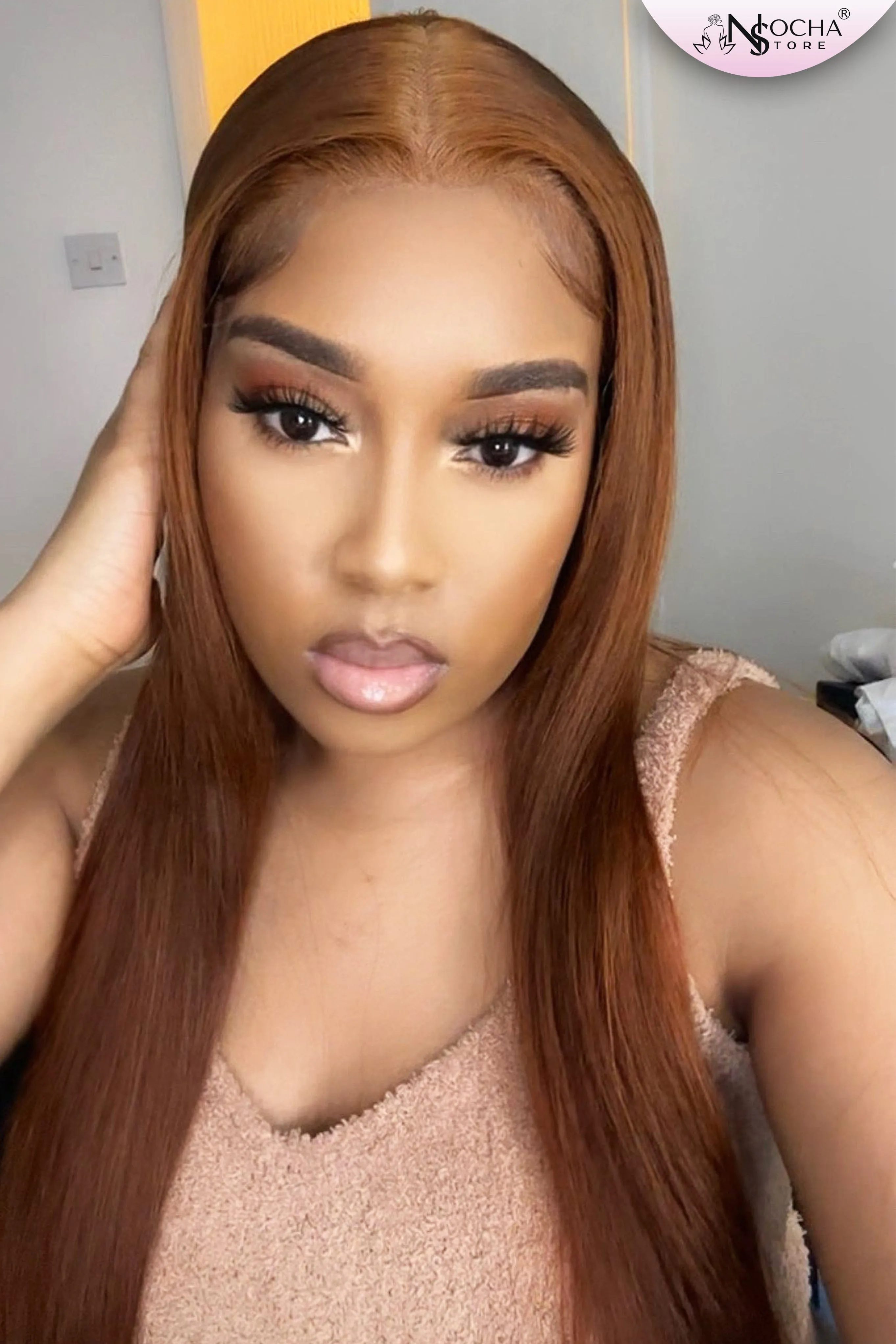 Straight Ginger Lace Front Human Hair Wigs