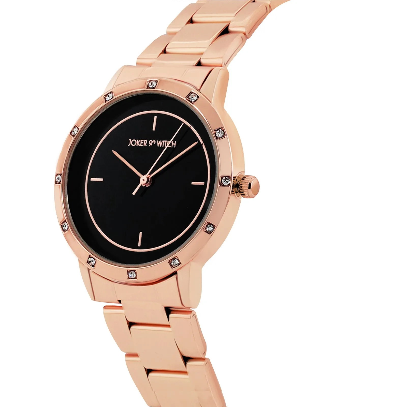 Sunset Black Dial Metallic Strap Watch