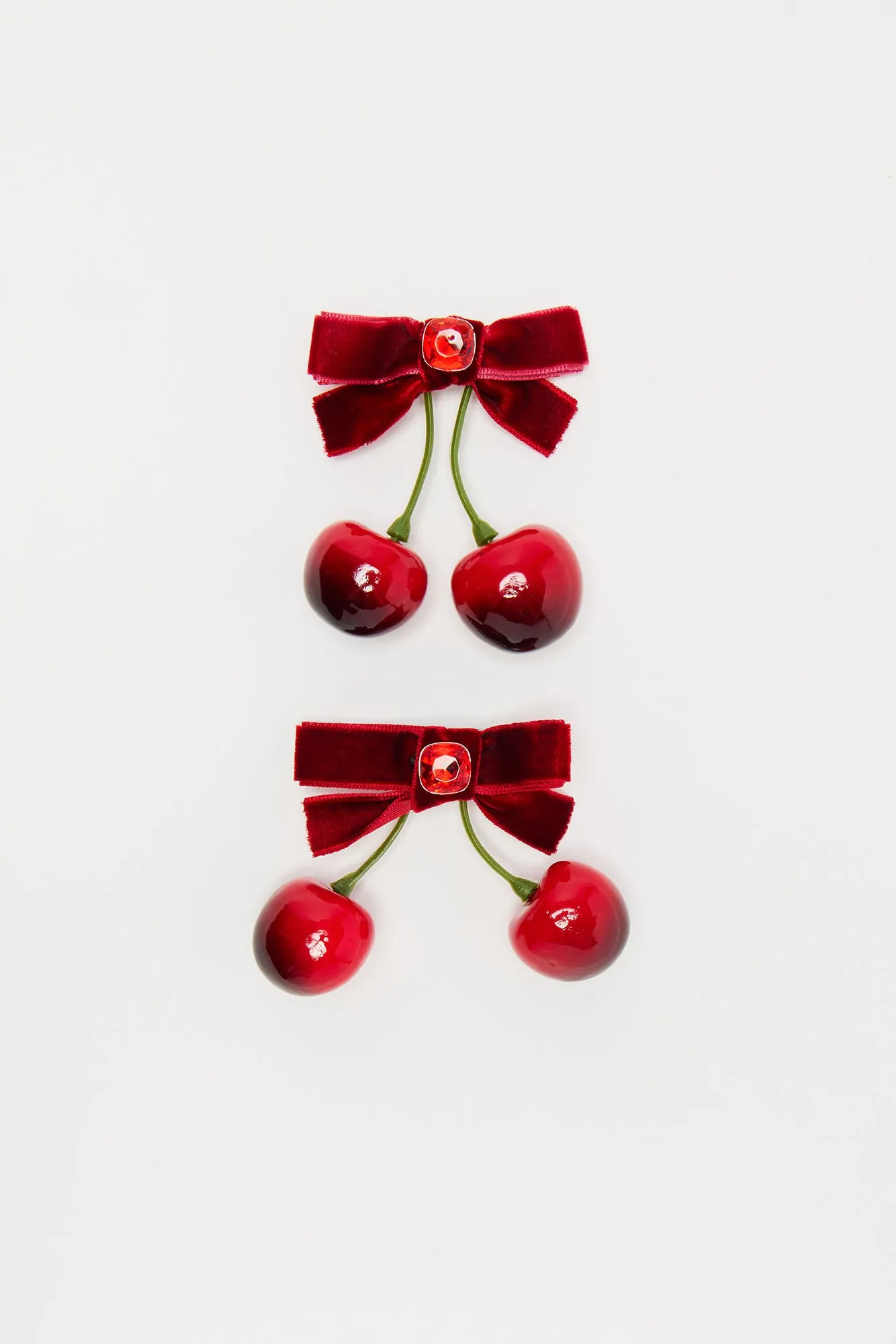 Sweet Like Cherry Hair Clip Set - Red