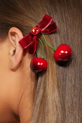 Sweet Like Cherry Hair Clip Set - Red