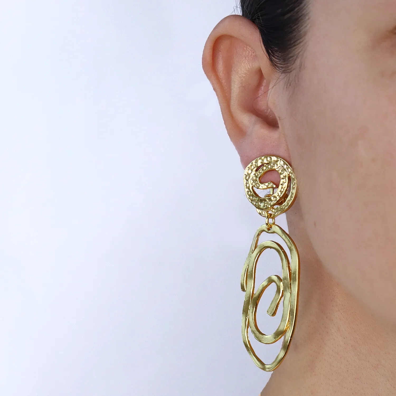 Swirling drop clip-on earrings