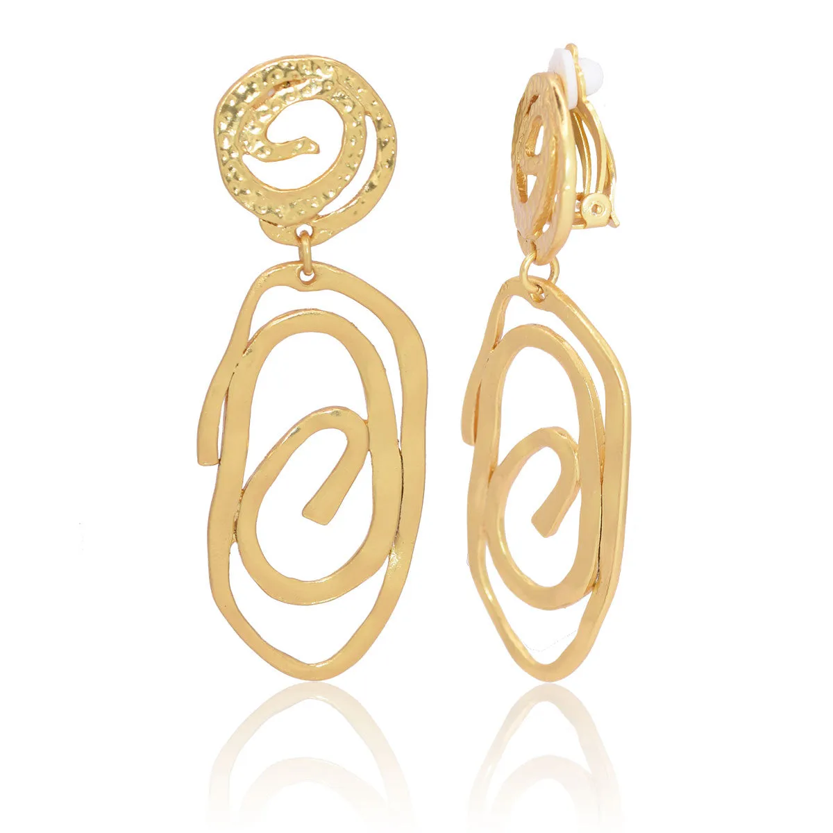 Swirling drop clip-on earrings