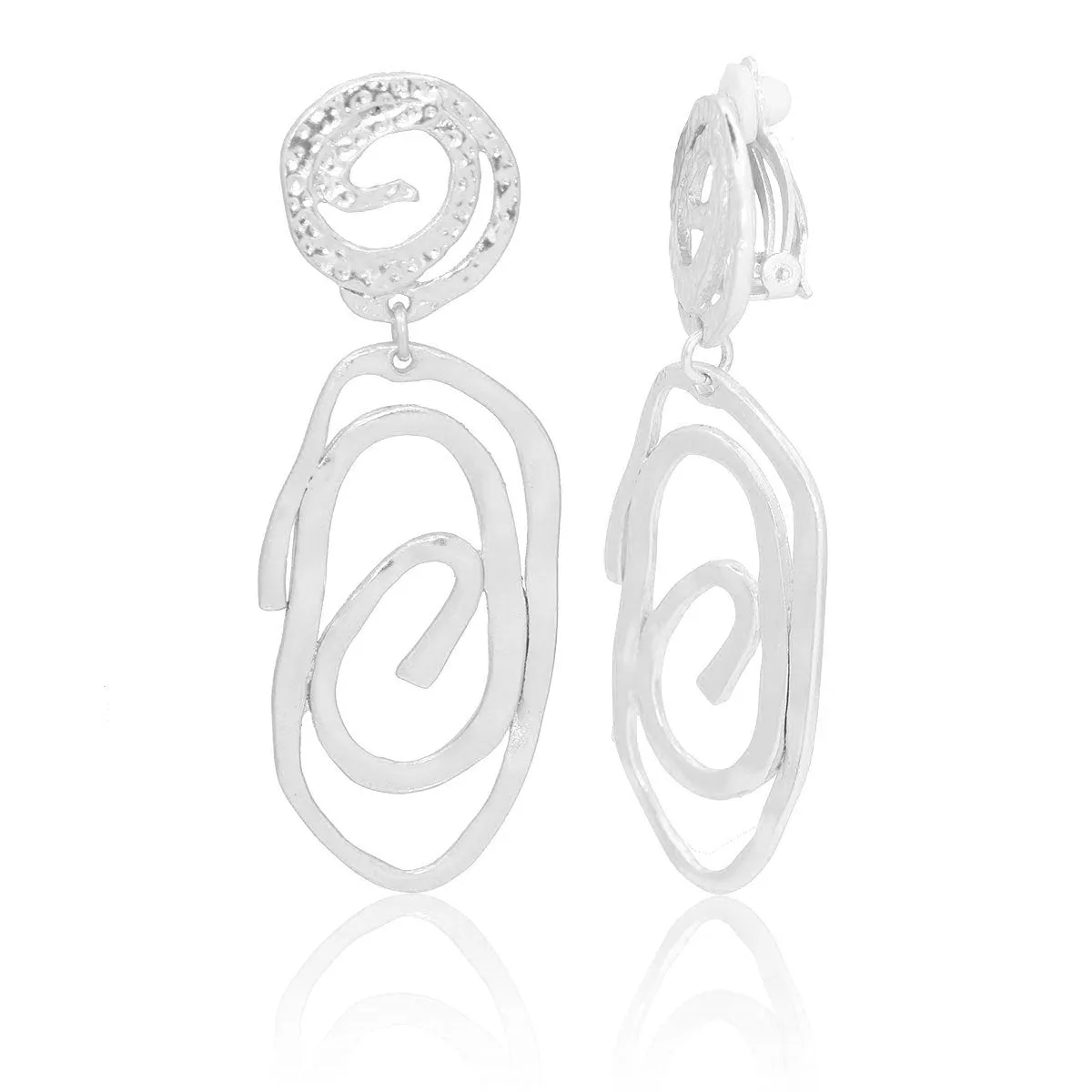 Swirling drop clip-on earrings