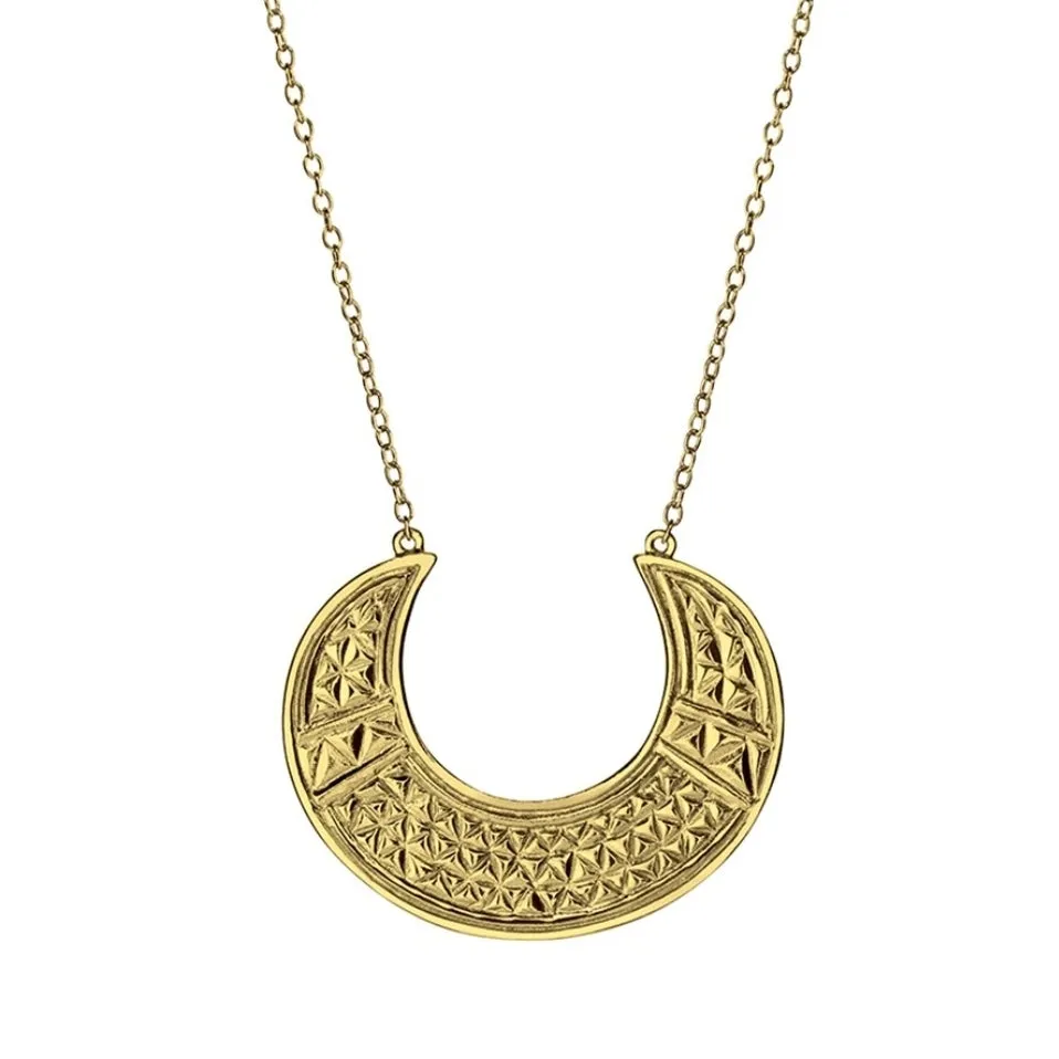 Tribal Moon Necklace Gold